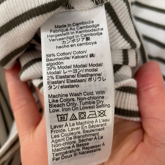 New J.Crew Cotton Modal Striped Ribbed Cardigan Olive White Medium - Picture 6 of 7